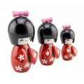 FQ marca mini lindo de madera artesanal kokeshi japonés baby doll